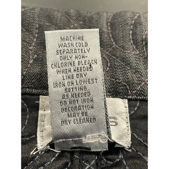 Chico's Charcoal  Black Floral Quilted Jacket Blazer 3/XL Faux Leather accents - Picture 12 of 13